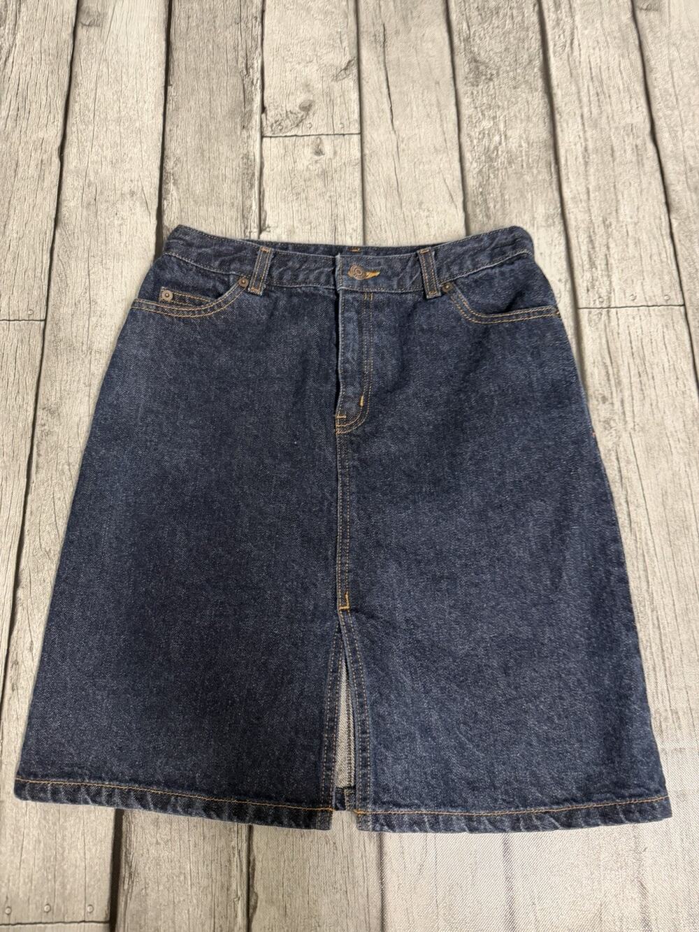 Women’s The Limited Dark Wash Denim Skirt Sz 4 Pencil Fitted 100% Cotton